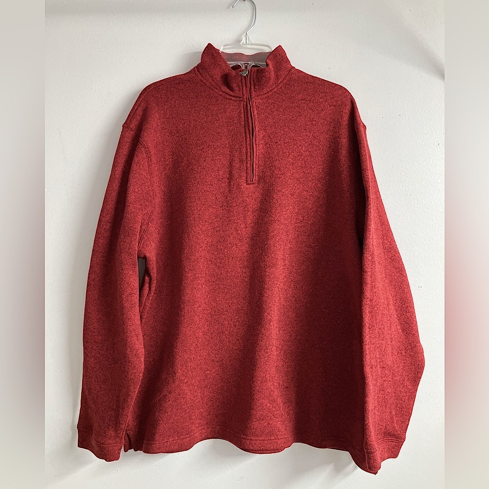 Men’s Pullover Sweater, XXL, Rust, Quarter Zipper, Haggar in Motion